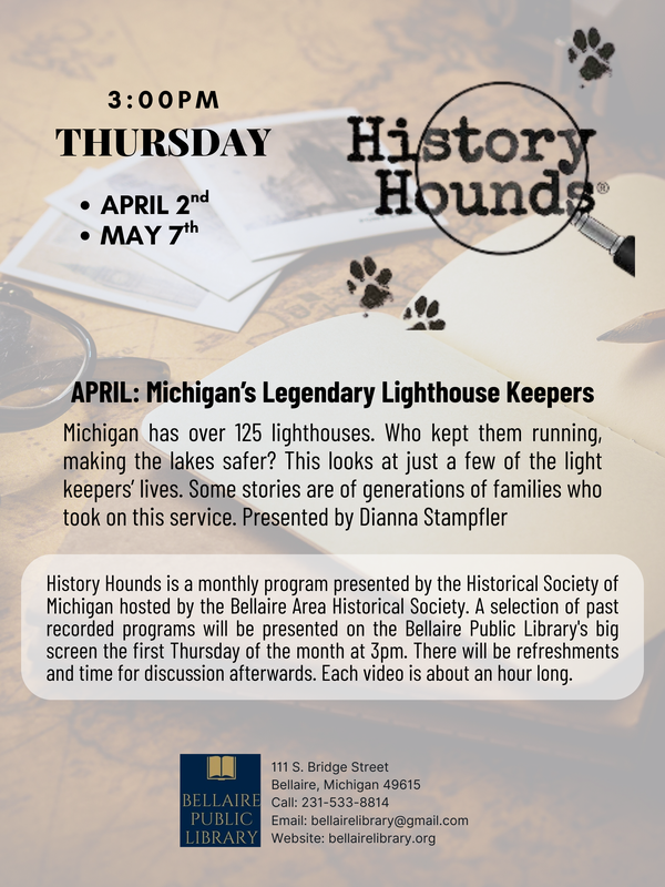 april 2026 History Hounds.png History Hounds, paw prints, magnifying glass